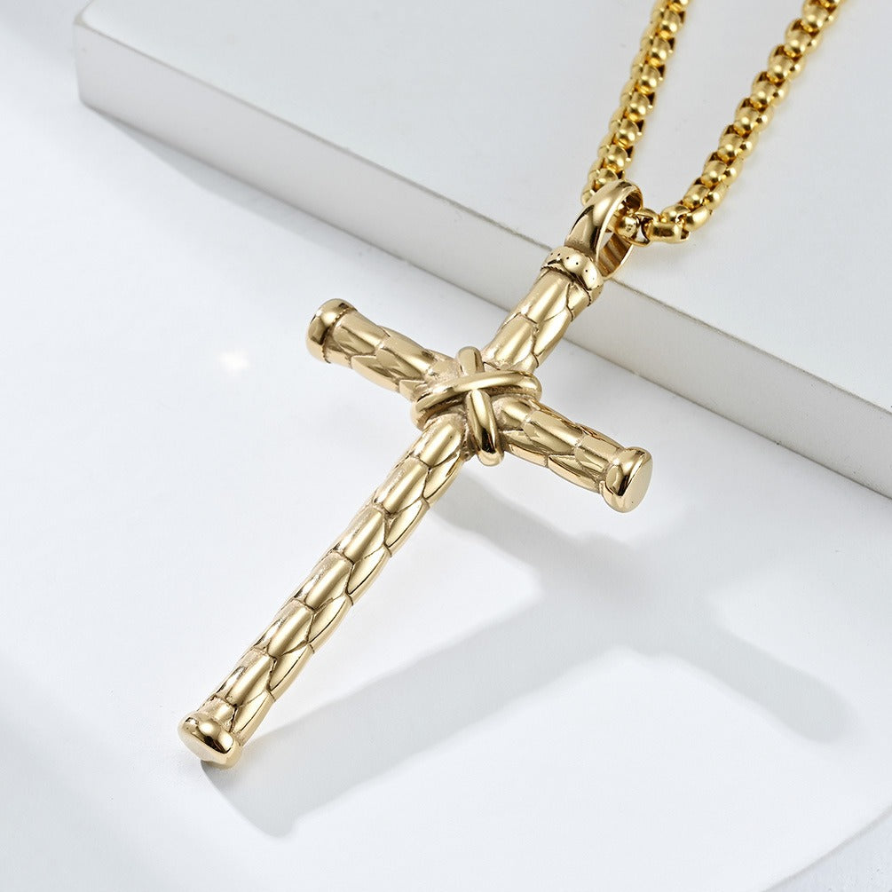 Kemstone Stainless Steel Knotted Cross Pendant Necklace for Men K-PT439