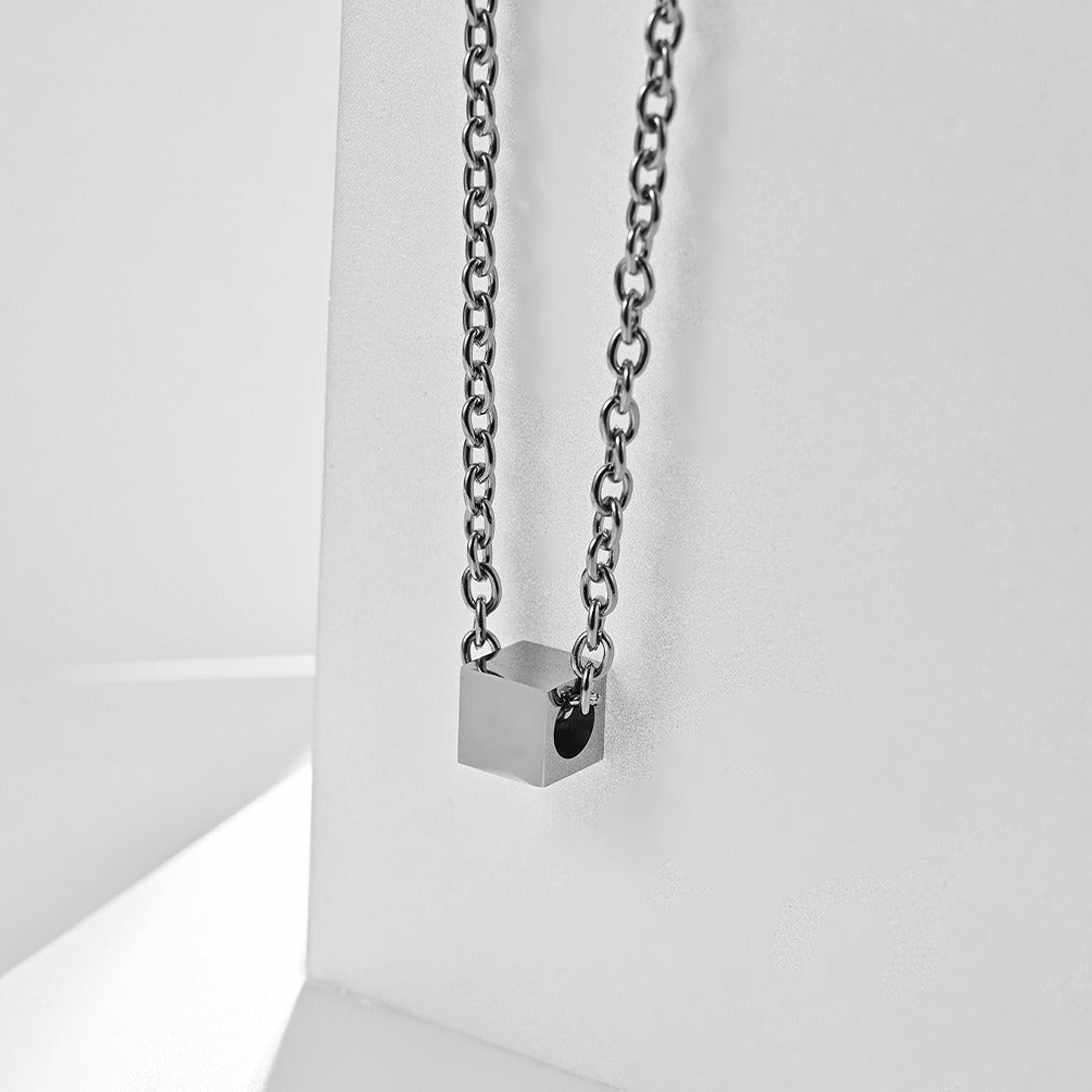 Kemstone Cube Pendant Necklace for Men Stainless Steel K-PT312