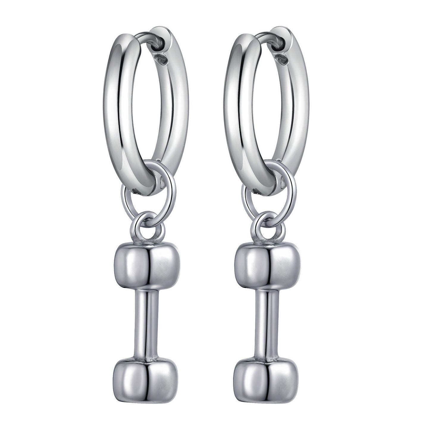 Kemstone Stainless Steel Dumbbell Hoop Earring – Gym Street Style for Men ED-869