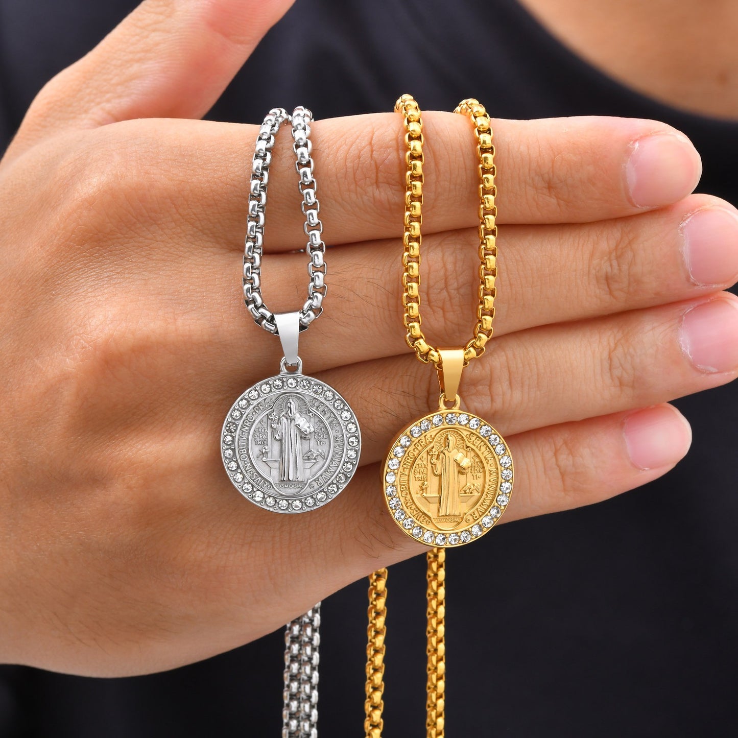 Kemstone Figure Relief Medallion Necklace for Men Stainless Steel Vintage PN-2426