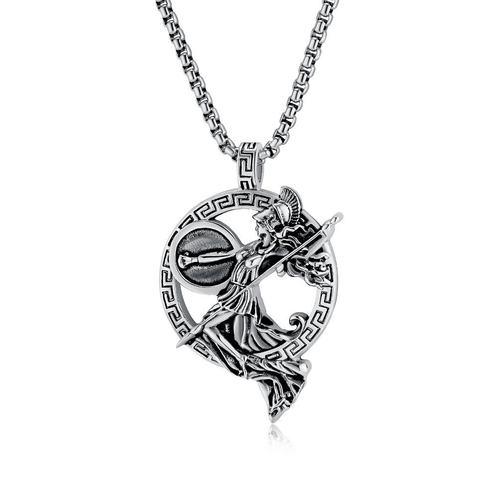 Kemstone Figure Relief Pendant Necklace for Men Stainless Steel Vintage Medallion K-PT585