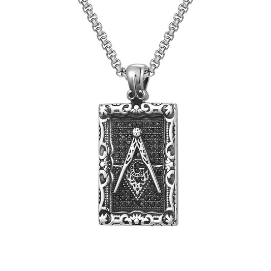 Kemstone Stainless Steel Geometric Emblem Pendant Necklace for Men PN-2156