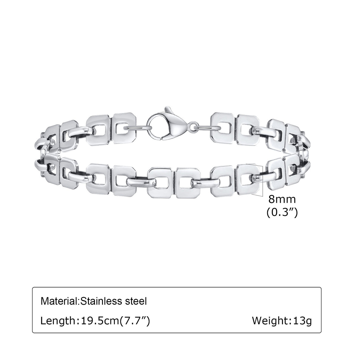 Kemstone Stainless Steel Figure 8 Link Bracelet for Men BR-1935