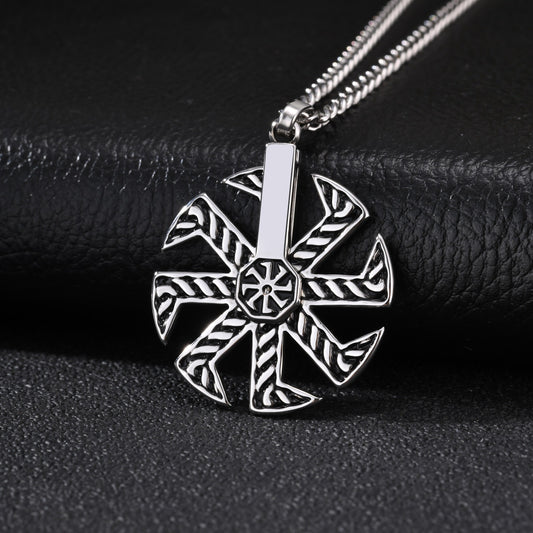 Kemstone Geometric Spinner Pendant Necklace for Men Stainless Steel Eight Arm PN-2365