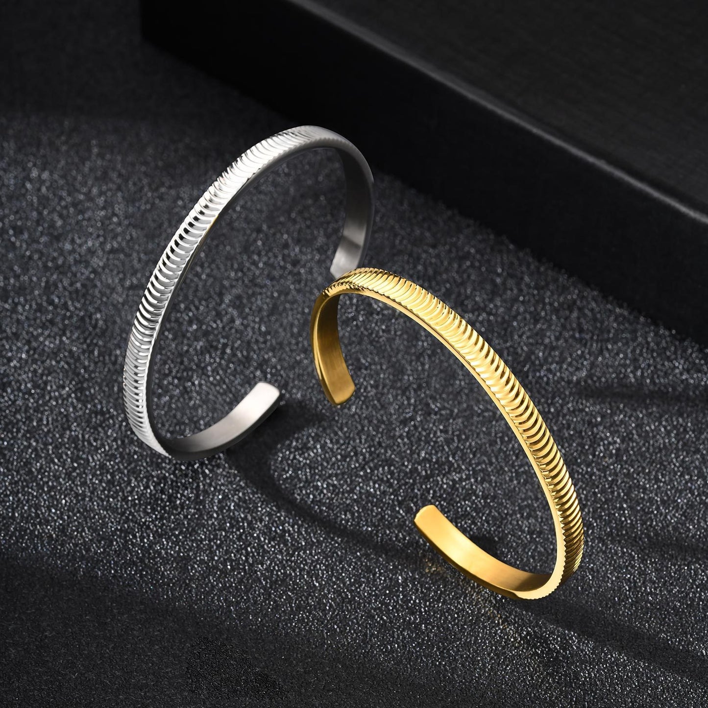 Kemstone Men’s Stainless Steel Cuff Bracelet – Minimalist Open Bangle B-565