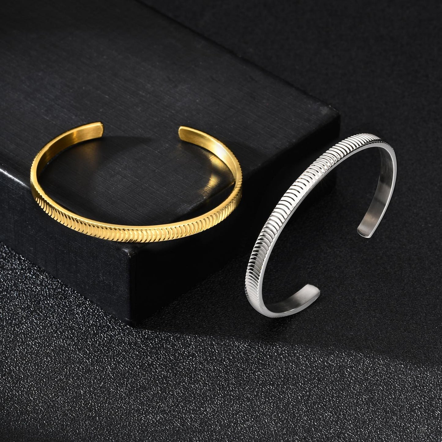 Kemstone Men’s Stainless Steel Cuff Bracelet – Minimalist Open Bangle B-565