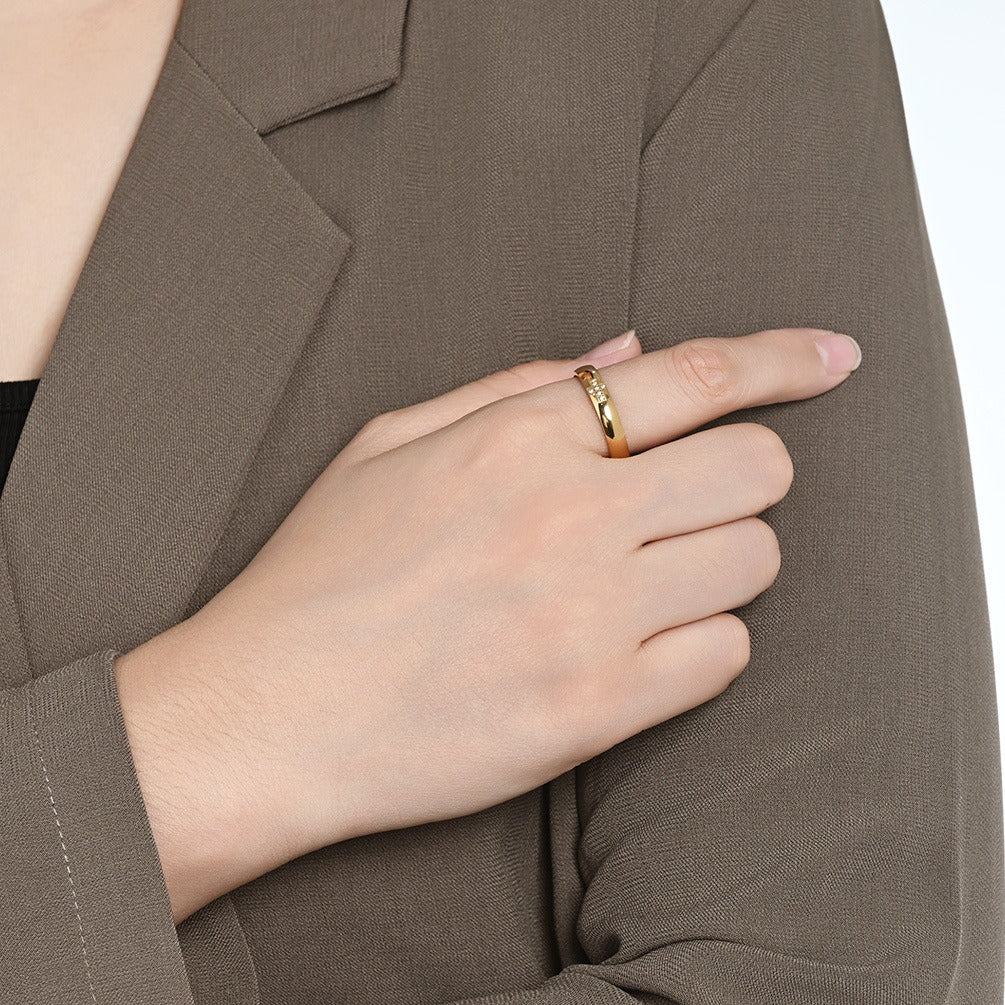 Kemston Cross Ring for Men & Women Stainless Steel Small Stone Detail K-R1222