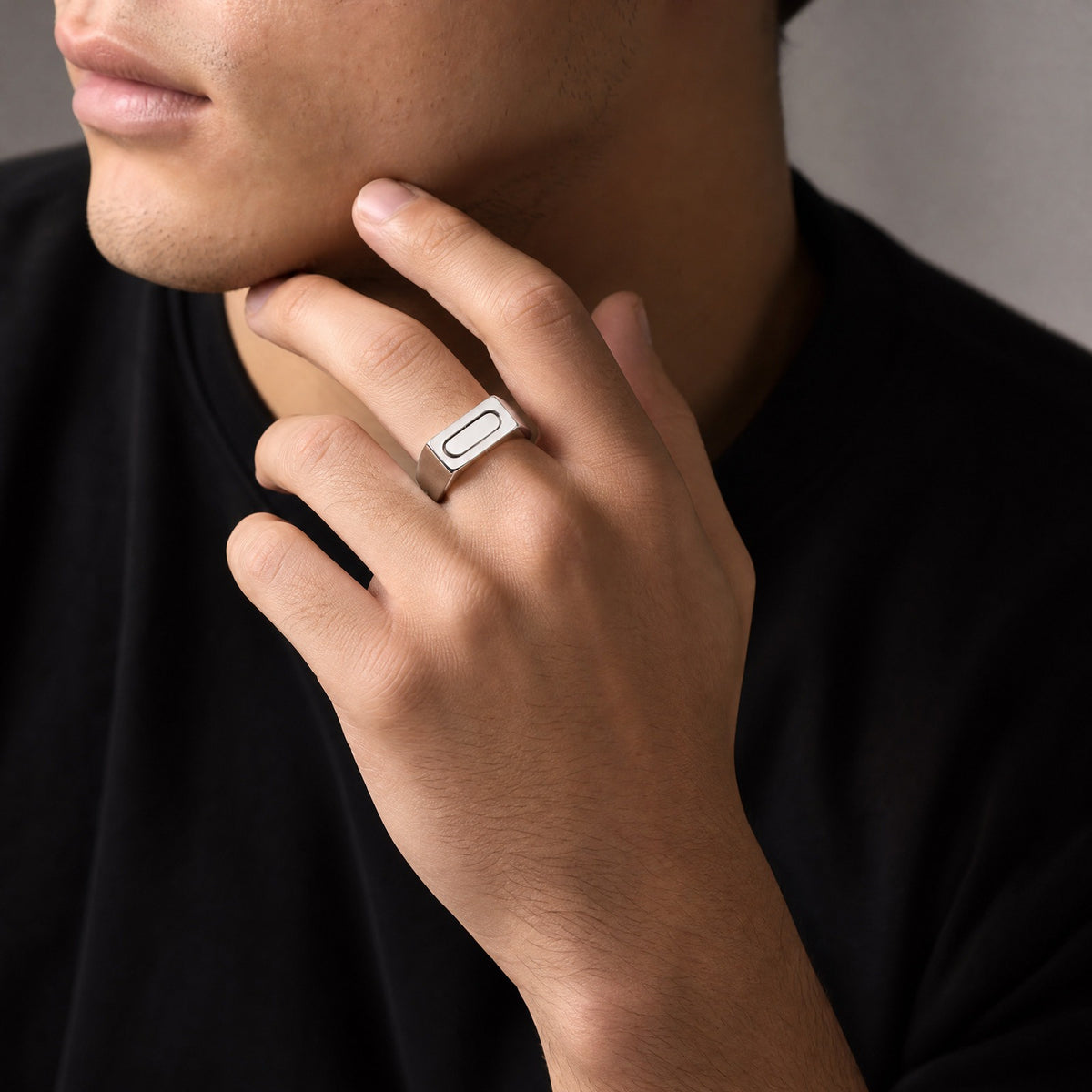 Kemstone Spinner Ring for Men Stainless Steel Rotating Center RC-1109