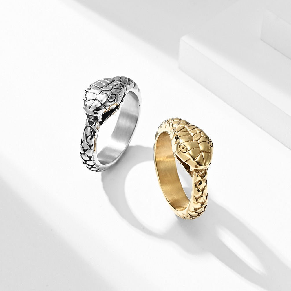 Kemstone Stainless Steel Snake Head Ring for Men K-R488