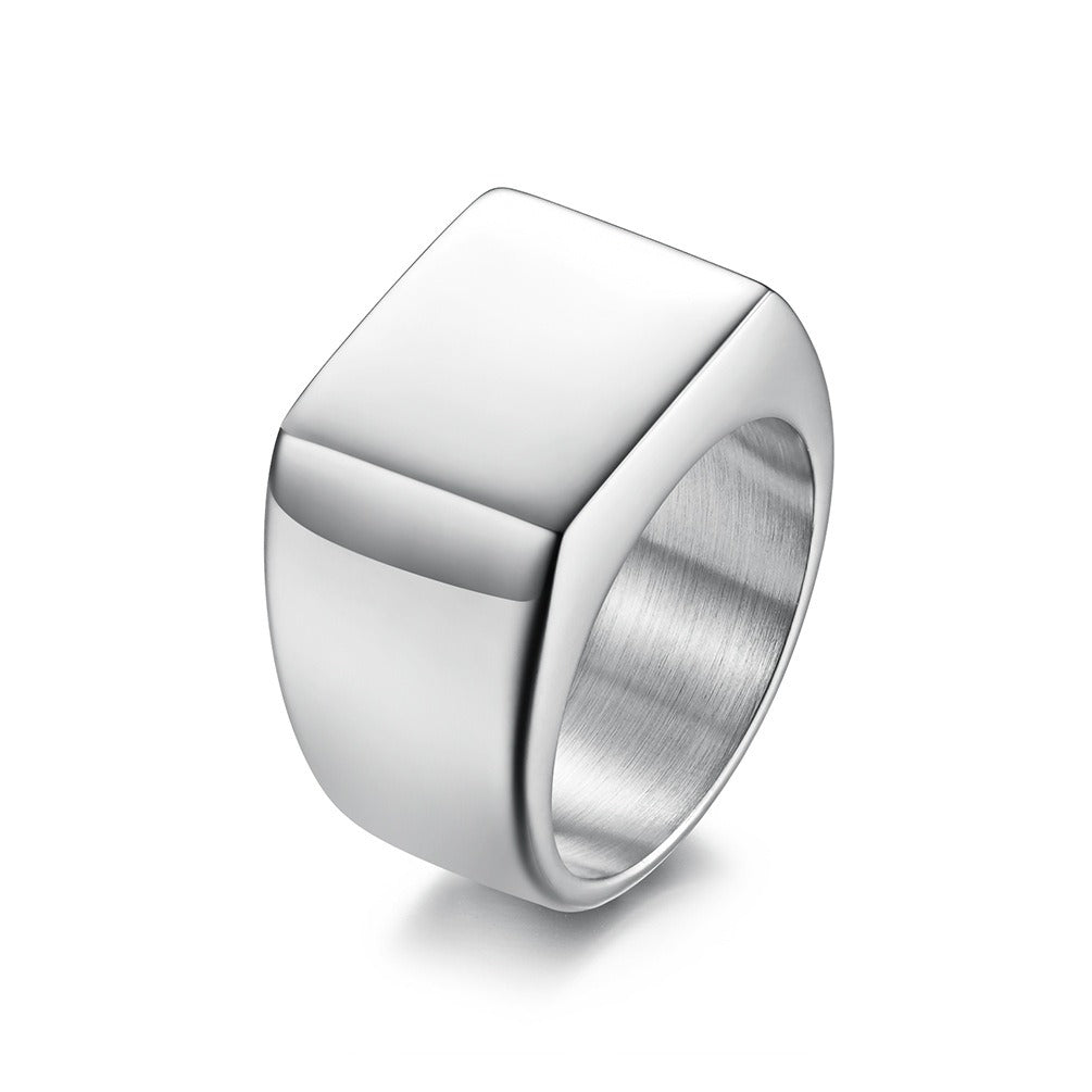 Kemstone Stainless Steel Square Signet Ring for Men K-R502