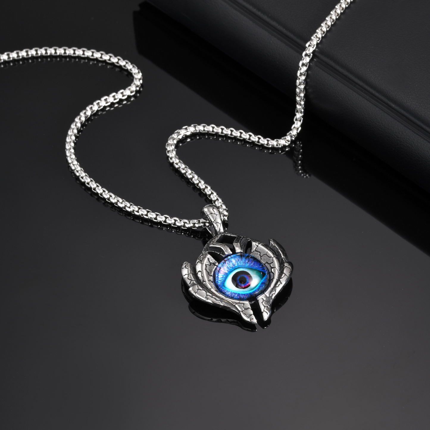 Kemstone Stainless Steel Blue Eye Pendant Necklace – Street Style Symbol for Men PN-2155