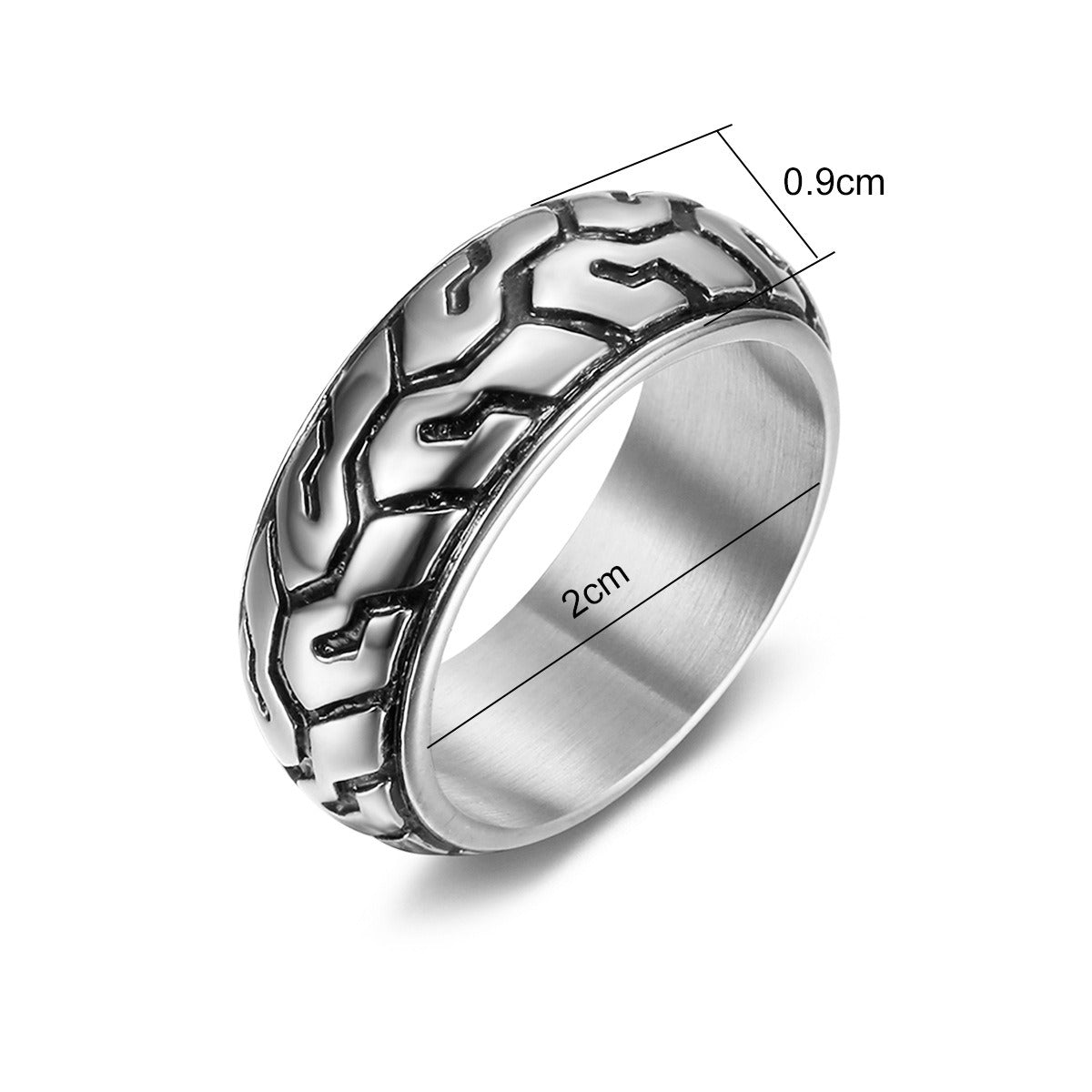 Kemstone Stainless Steel Tire Tread Ring for Men TR0368