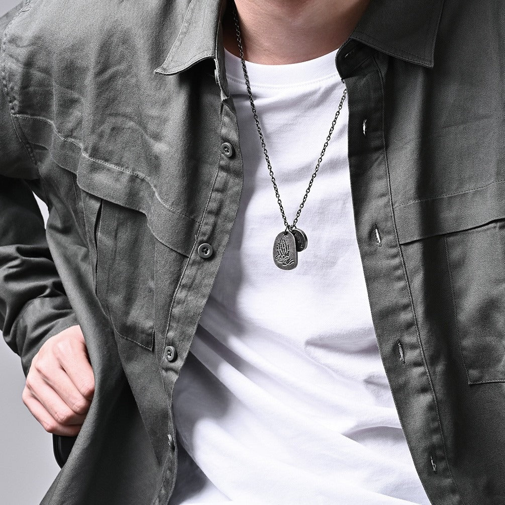 Kemstone Vintage Lightning Layered Pendant Necklace for Men Stainless Steel Sun Detail K-PT228