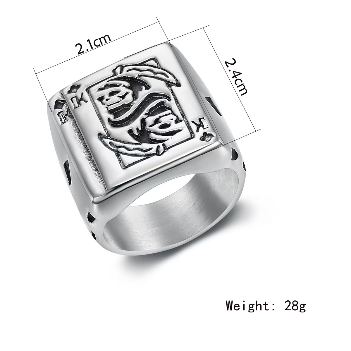 Kemstone Poker Signet Ring for Men Stainless Steel Gothic Figure Vintage TR0484