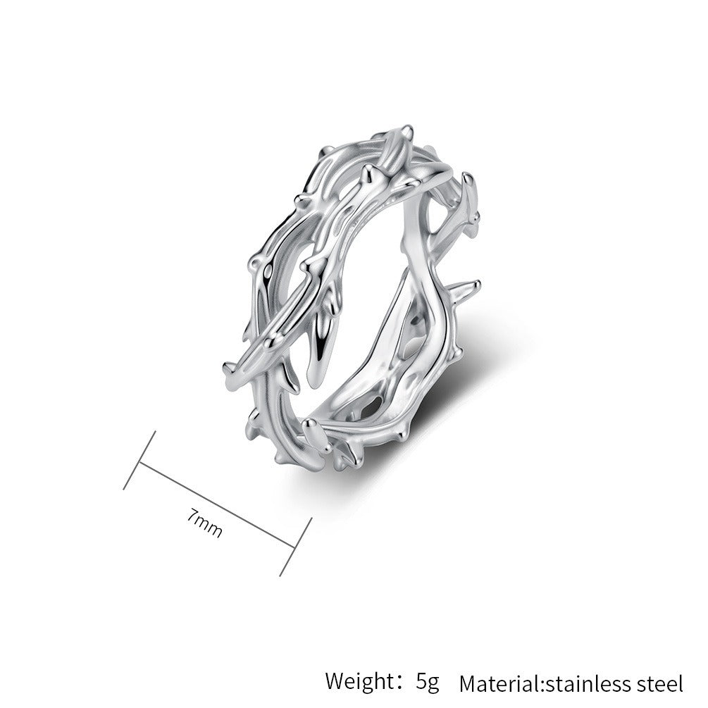 Kemstone Woven Thorn Ring for Men & Women Stainless Steel K-R1245