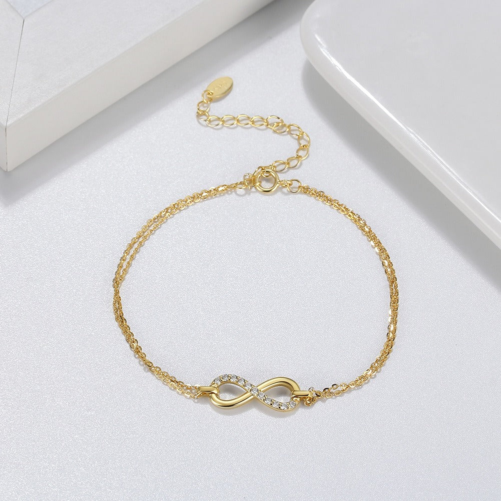 Kemstone Infinity Cubic Zirconia Bracelet for Women 925 Sterling Silver Adjustable SB136