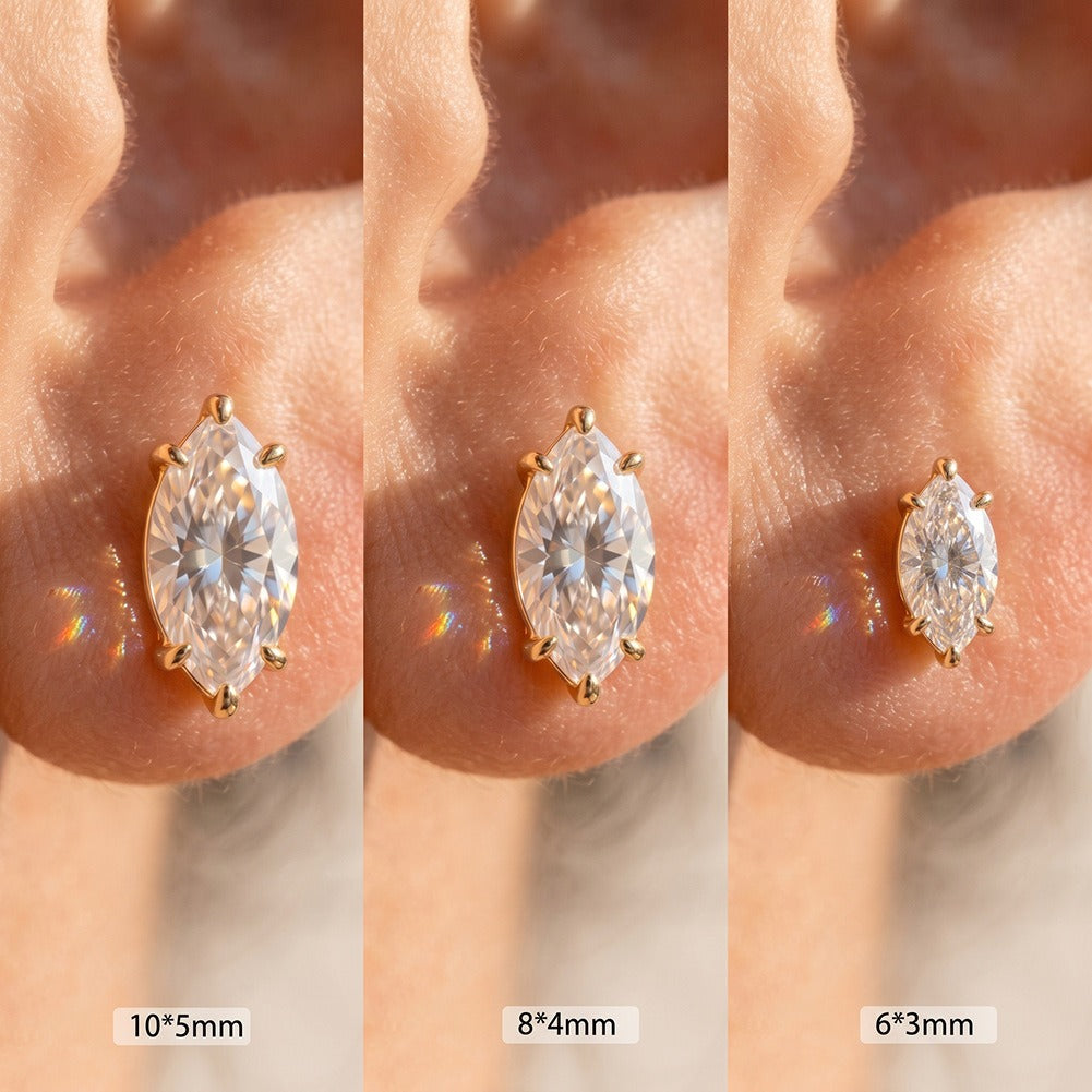 Kemstone Marquise Cubic Zirconia Earrings for Women 925 Sterling Silver Stud LZE69