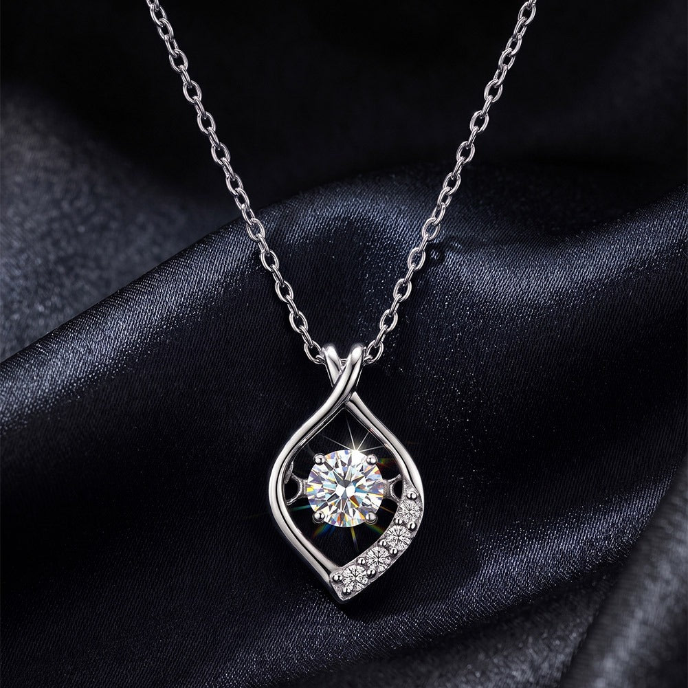 Kemston Teardrop 0.3CT Moissanite Pendant Necklace for Women 925 Sterling Silver SMON22