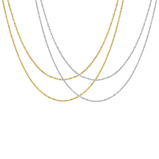 Collar de cadena ovalada de doble capa de acero inoxidable texturizado Kemstone – Joyería ligera dorada para mujer NC-1329