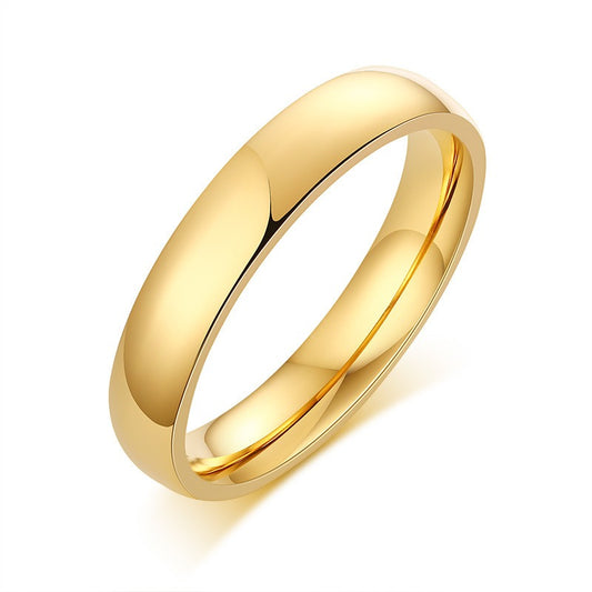 Anillos minimalistas de titanio Kemstone para pareja - Acabado dorado liso galvanizado R-001