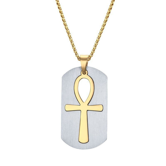 Kemstone Titanium Steel Ankh Life Symbol Pendant Necklace – Geometric Durable Men’s Jewelry PN-623
