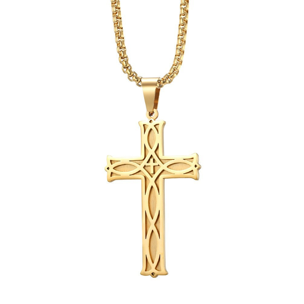 Kemstone Titanium Steel Celtic Cross Pendant Necklace – Faith Heritage Silver/Gold/Black K-PT263