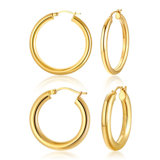 Aros minimalistas de acero y titanio Kemstone para mujer: oro y plata - Elegancia ligera y cotidiana EH-239