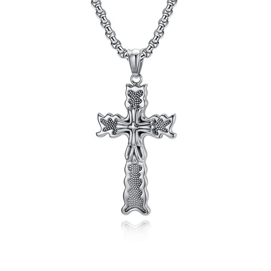 Kemstone Men’s Titanium Steel Cross Necklace – Gothic Vintage Pendant K-PT663