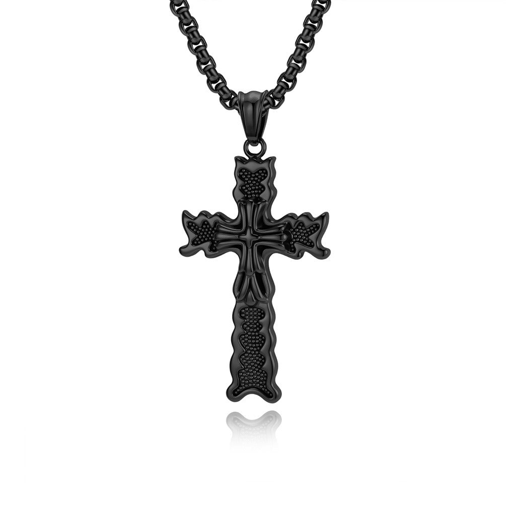 Kemstone Men’s Titanium Steel Cross Necklace – Gothic Vintage Pendant K-PT663