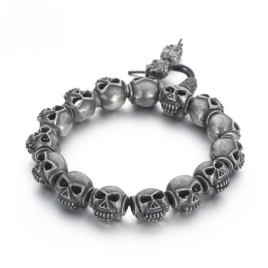 Kemstone Titanium Steel Gothic Skull Elastic Rope Bracelet for Men KB161368-KJX