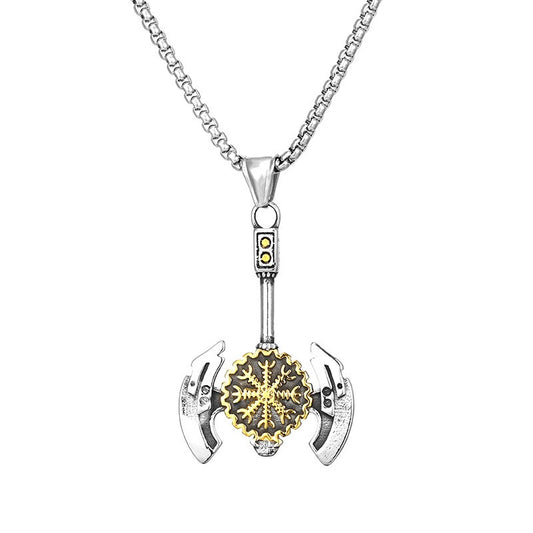 Kemstone Titanium Steel Viking Compass Axe Pendant Necklace for Men KP130631-TLX