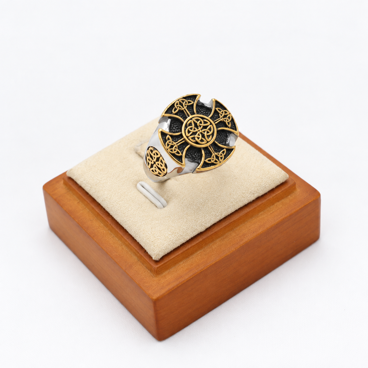 Kemstone Vintage Celtic Cross Ring for Men Titanium Steel Knot Design R1831