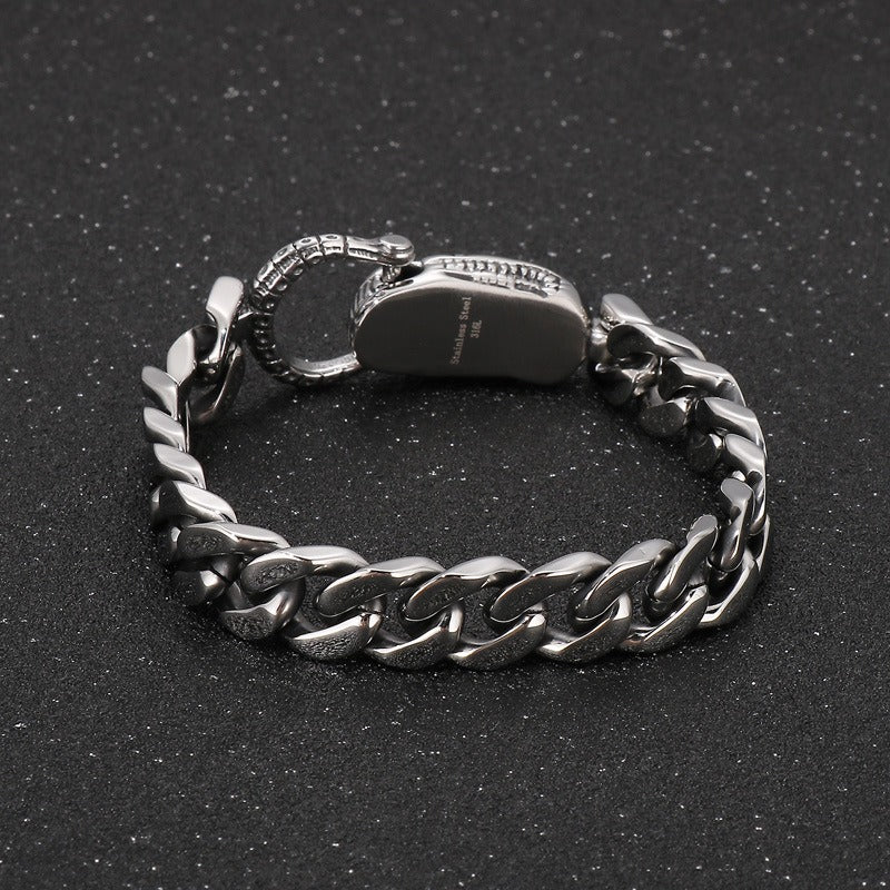 Kemstone Titanium Steel Cuban Chain Bracelet for Men – Heavy Link Punk Style KB136592-BDJX