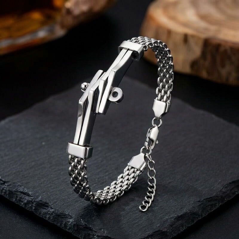 Kemstone Titanium Steel Cuban Link Bracelet for Men Curved Plate Mesh Chain KB213327-KFC