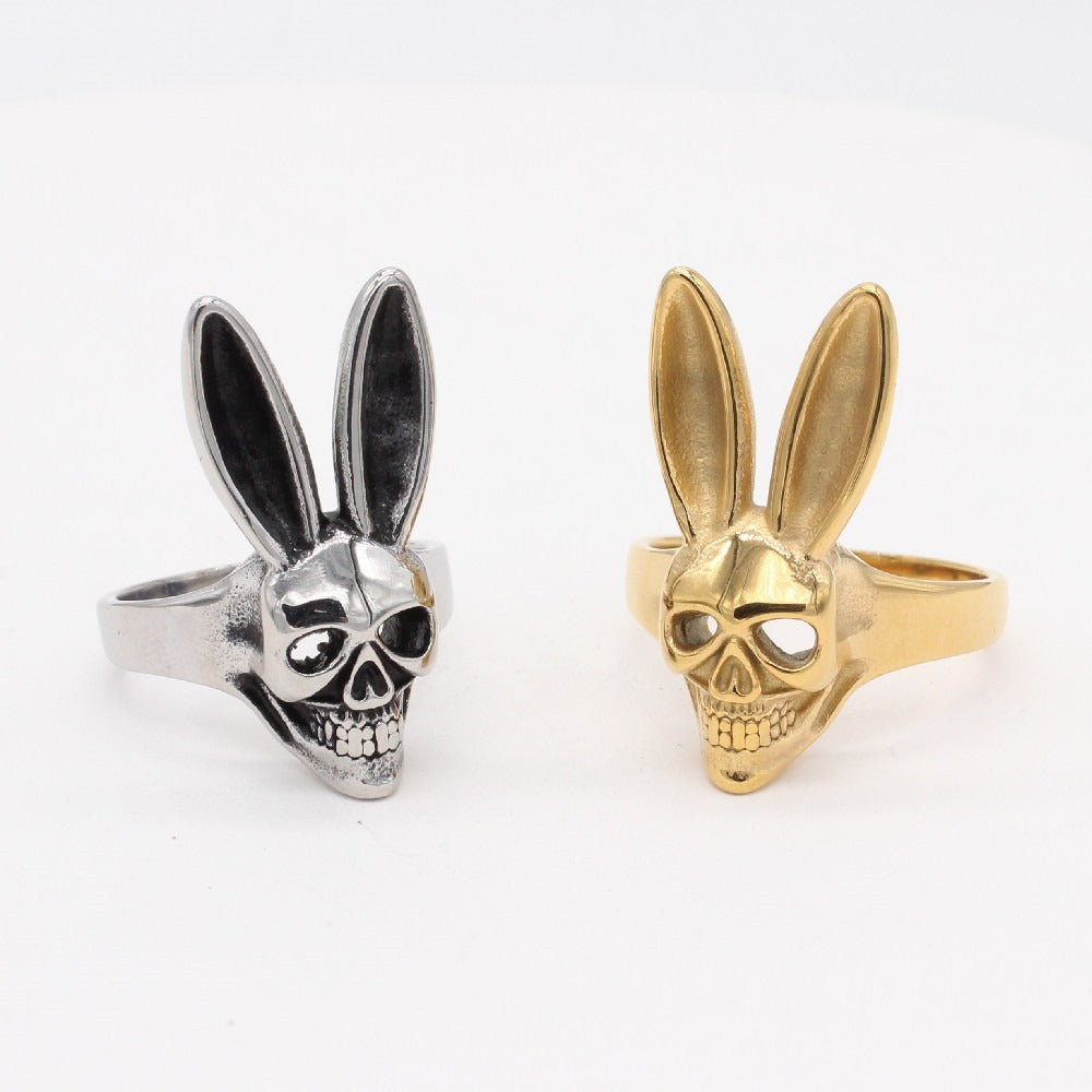 Kemstone Titanium Steel Rabbit Skull Ring for Men Gothic Style R1297