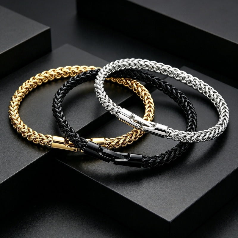 Kemstone Titanium Steel Braided Chain Bracelet for Men Textured Woven Link KB214403-KFC