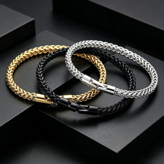 Kemstone Titanium Steel Braided Chain Bracelet for Men Textured Woven Link KB214403-KFC