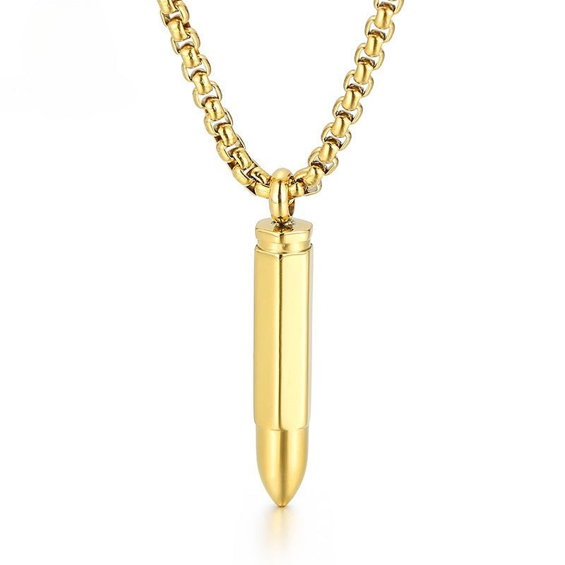 Kemstone Men’s Titanium Steel Bullet Pendant Necklace Minimalist KP99569-KFC