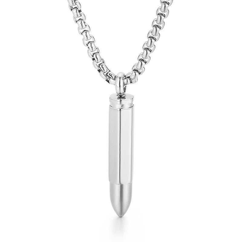 Kemstone Men’s Titanium Steel Bullet Pendant Necklace Minimalist KP99569-KFC