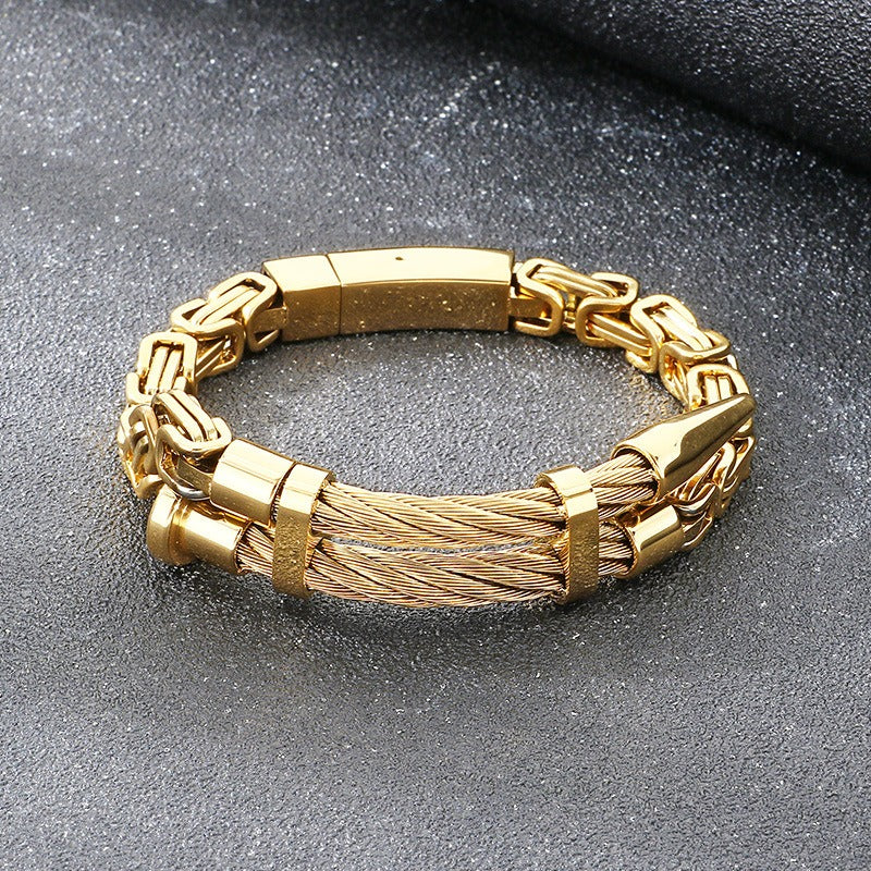 Kemstone Men’s Titanium Steel Cable Nail Punk Chain Bracelet KB208453-KFC