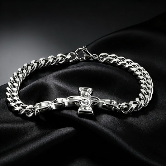 Kemstone Cross Cuban Link Bracelet for Men Titanium Steel Twisted Link KB124332-KFC