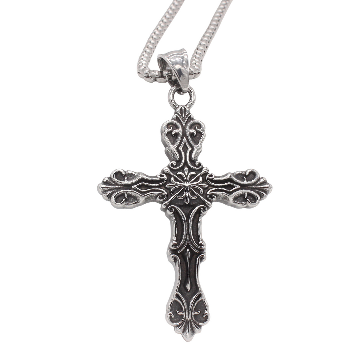 Kemstone Titanium Steel Cross Pendant Necklace for Men – Vintage Gothic Design P1530