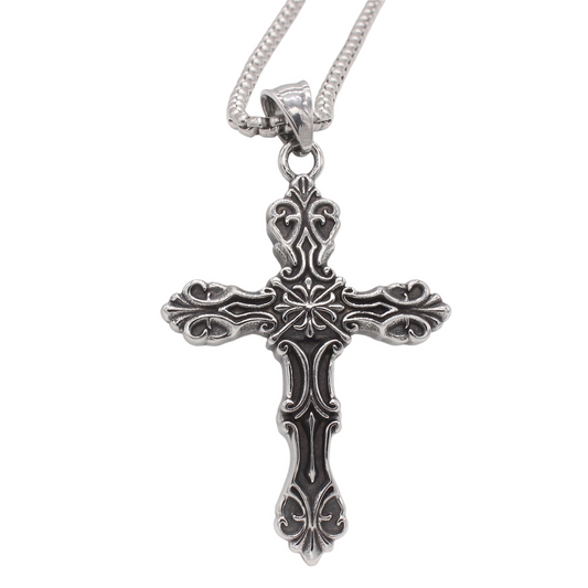 Kemstone Titanium Steel Cross Pendant Necklace for Men – Vintage Gothic Design P1530