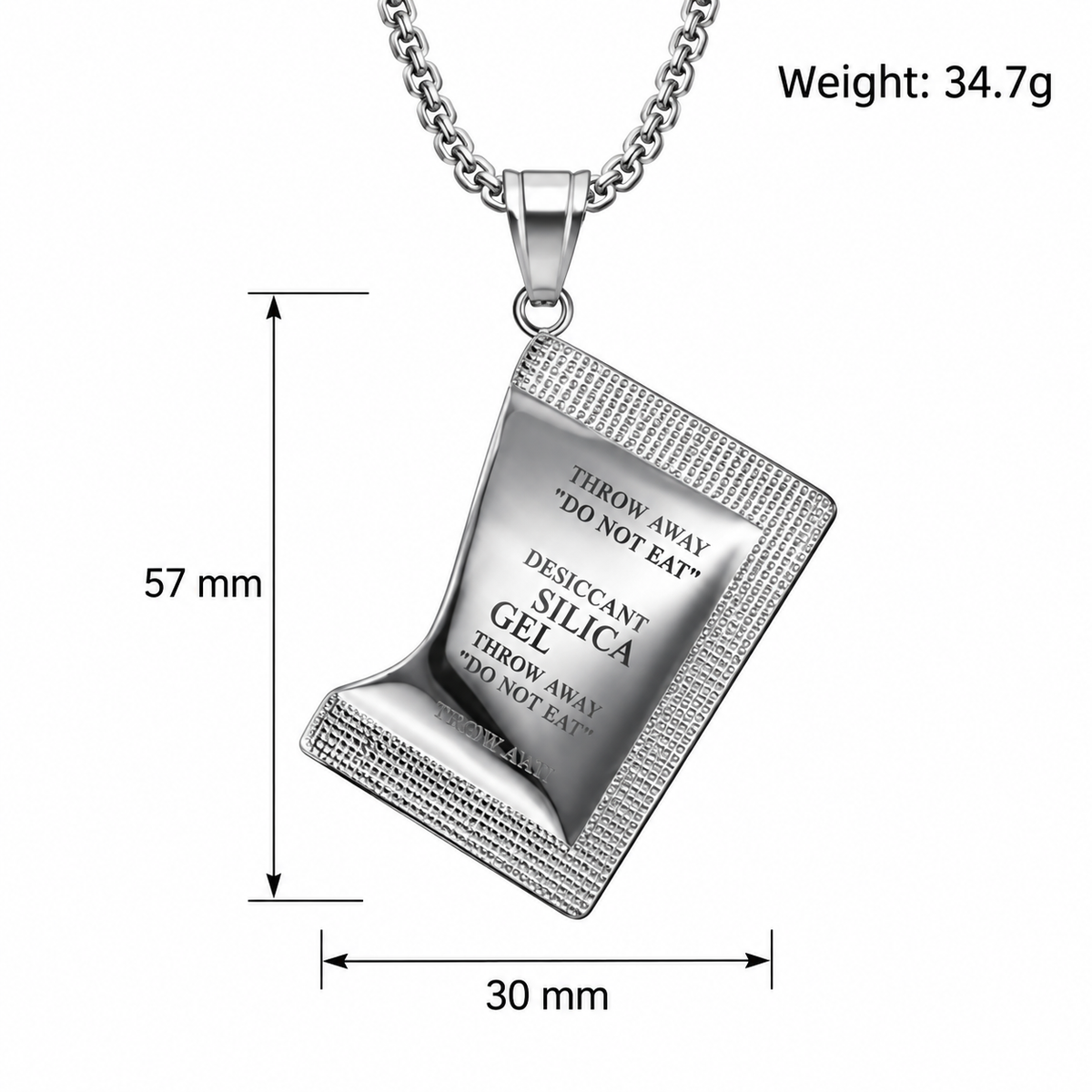 Kemstone Desiccant Packet Necklace for Men Titanium Steel Punk Style TN0404