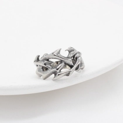Kemston Titanium Steel Dragon Ring for Men Gothic Flame Texture R1109