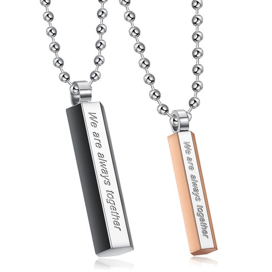 Kemstone Engraved Bar Necklace for Men & Women Titanium Steel TN0324
