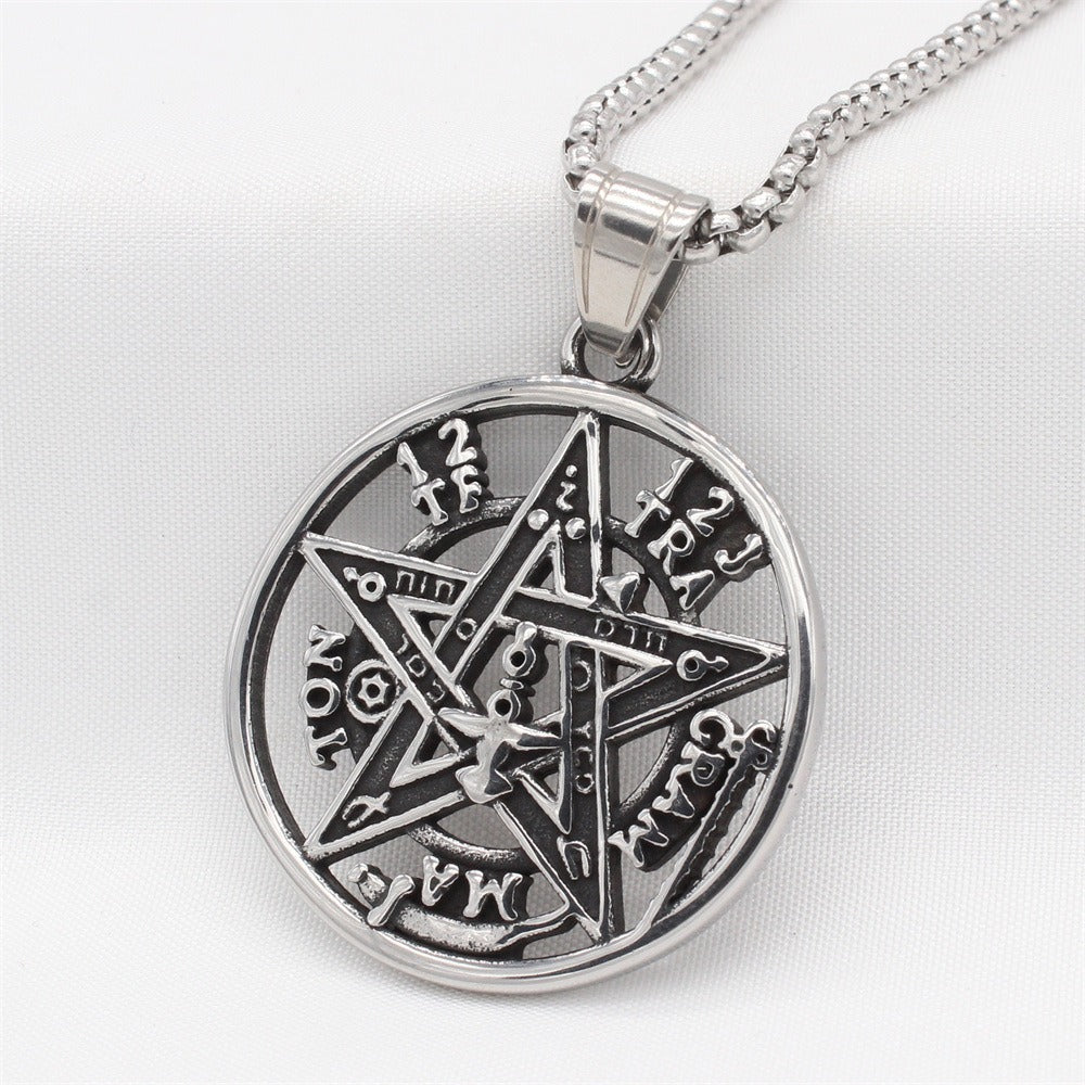 Kemstone Titanium Steel Five Point Star Pendant Necklace for Men P1387