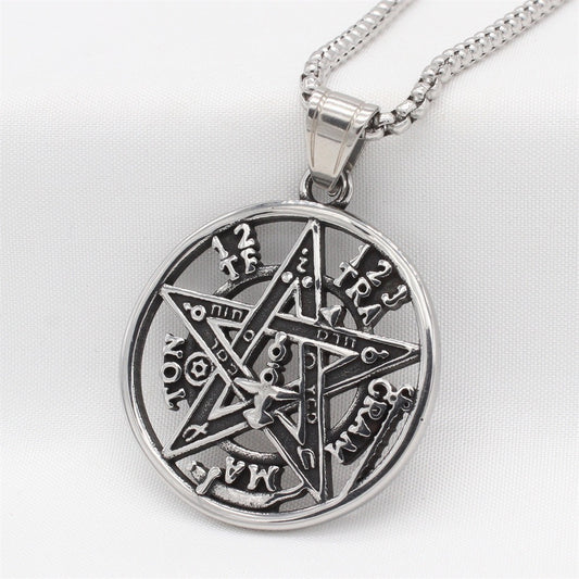 Kemstone Titanium Steel Five Point Star Pendant Necklace for Men P1387