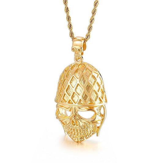 Kemstone Gothic Skull Pendant Necklace for Men – Titanium Steel KP37967-D