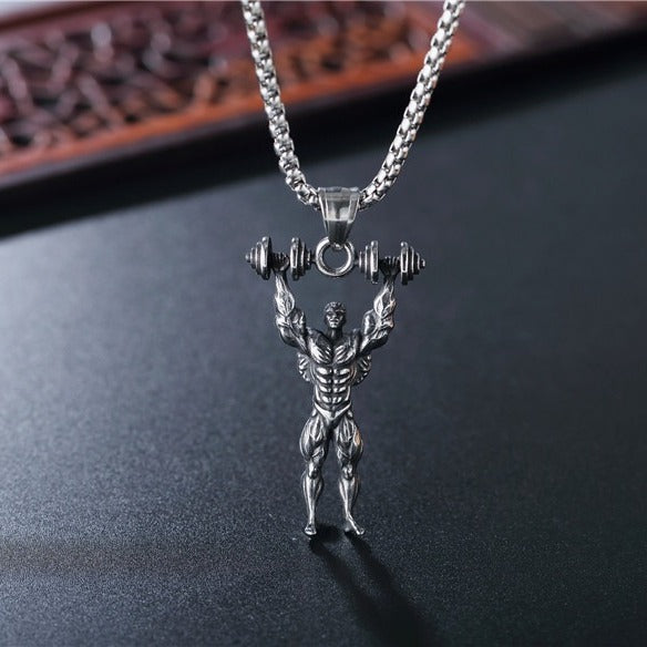 Kemstone Titanium Steel Weightlifter Necklace for Men P0348